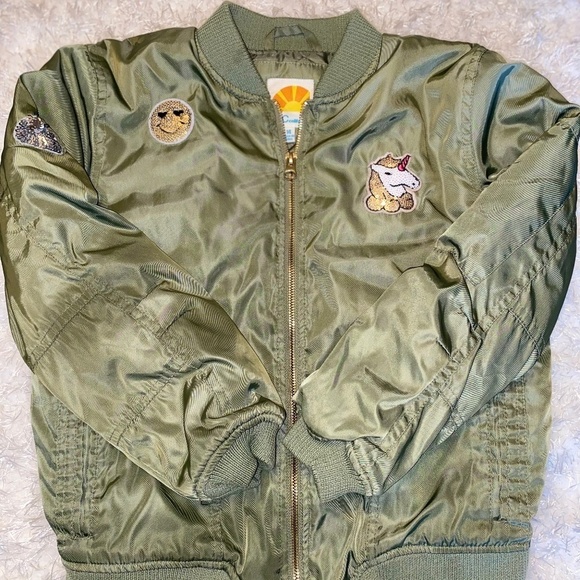 C&C California girls size 14 Olive green jacket with patches - Picture 1 of 7